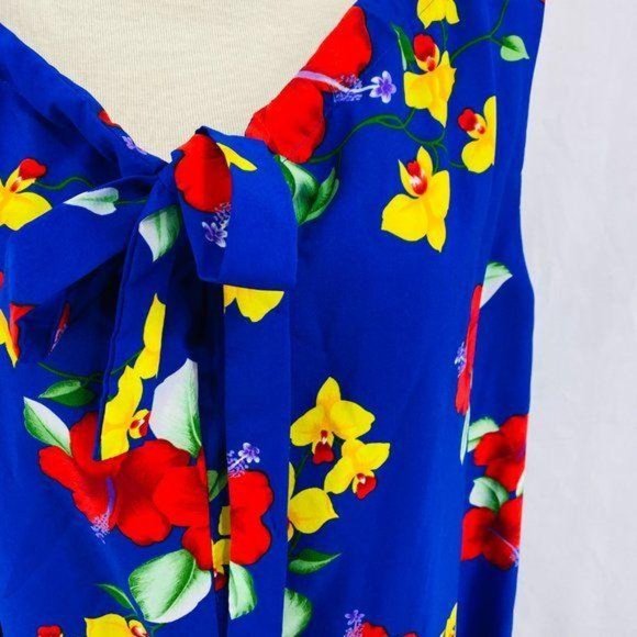 Vintage Hawaiian Made Tie Neck Midi Dress - Picture 2 of 8